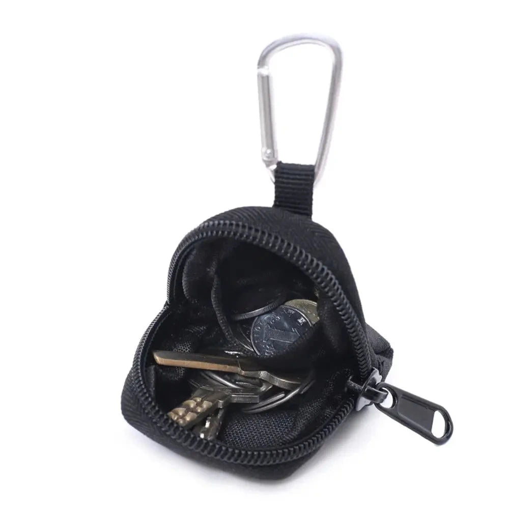 Tactical EDC Key Wallet Pouch Men Coin Purse Zipper Keychain Holder Compact Outdoor Utility Organizer Bag