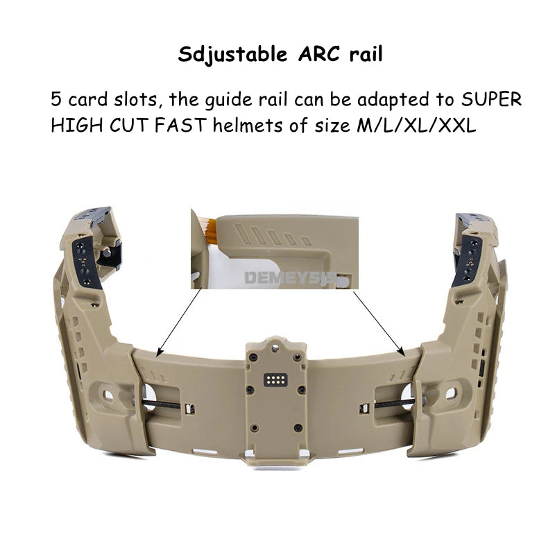 Tactical Super High Cut Helmets ARC Rail Kit Modular Integrated with LED Red/White/Ir Head Signal Lights Battery Box Rails Set