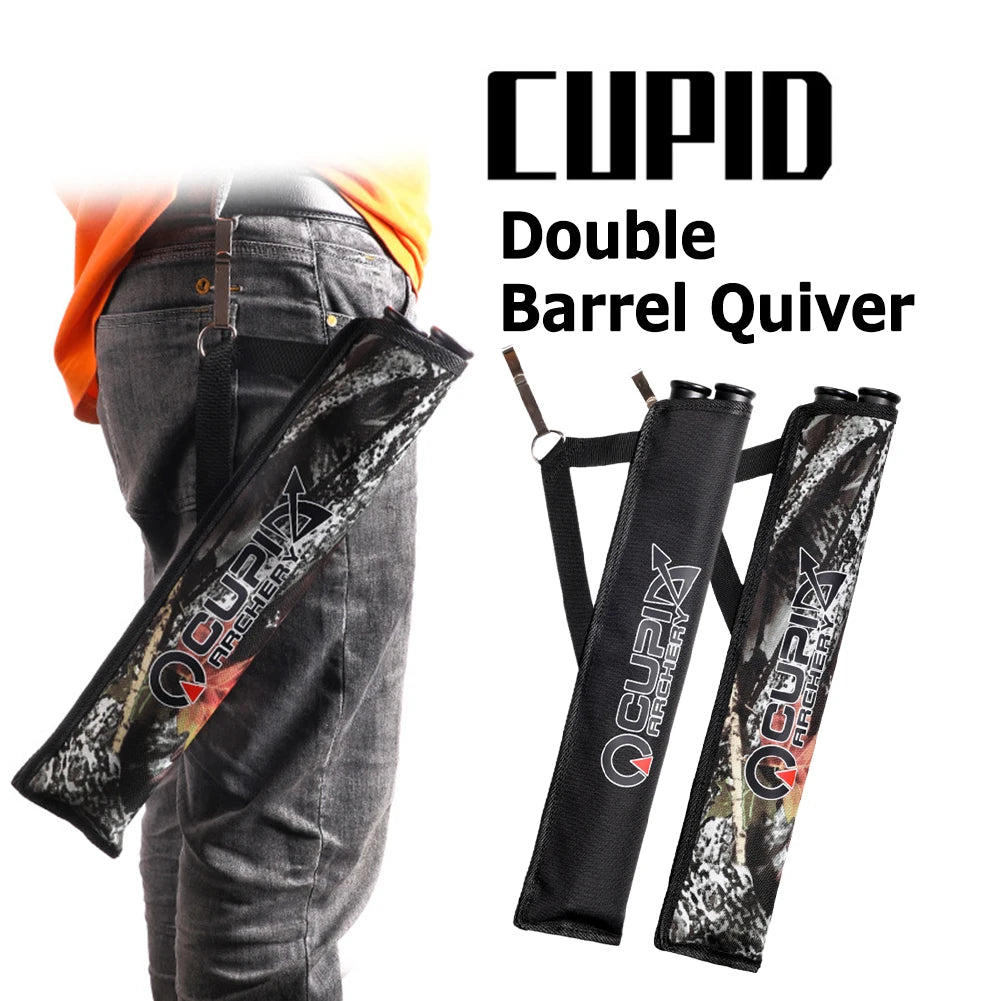 Double Tube Arrow Quiver Bags Portable Waist Hanging Archery Arrows Holder Pouch