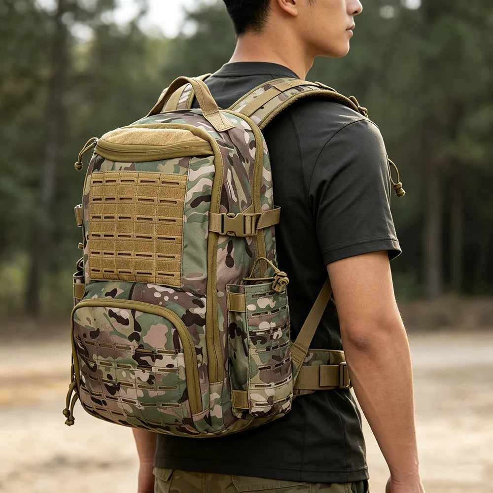 Yakeda Tactical Backpack Outdoor Hiking Camping Commuting Knapsack MOLLE Multi 50L Bag 1000D Nylon Waterproof Anti-friction