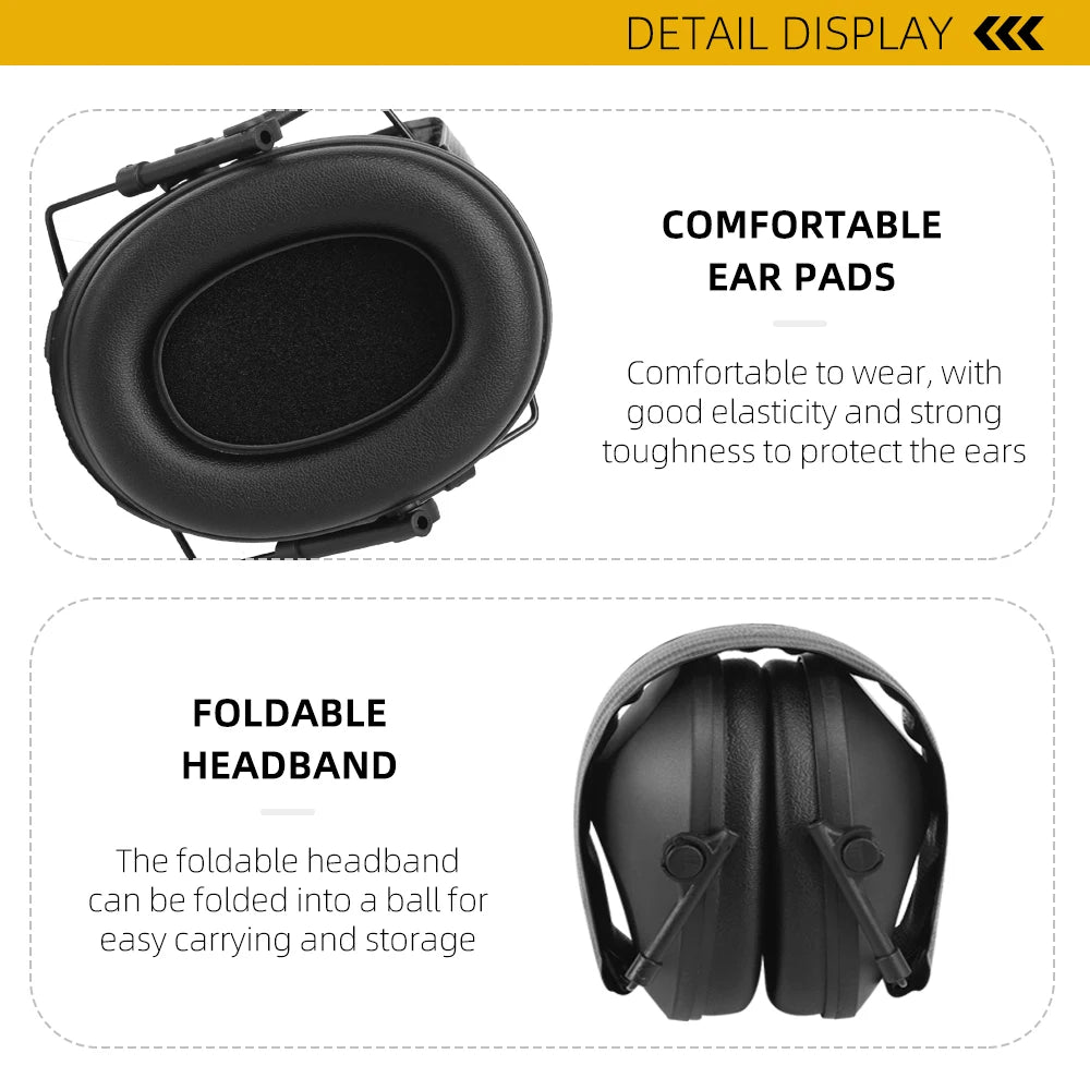 BOOIU Tactical Headphones Electronic Shooting Earmuff Anti-noise Hearing Protection Soundproofing Headset Foldable Earmuffs