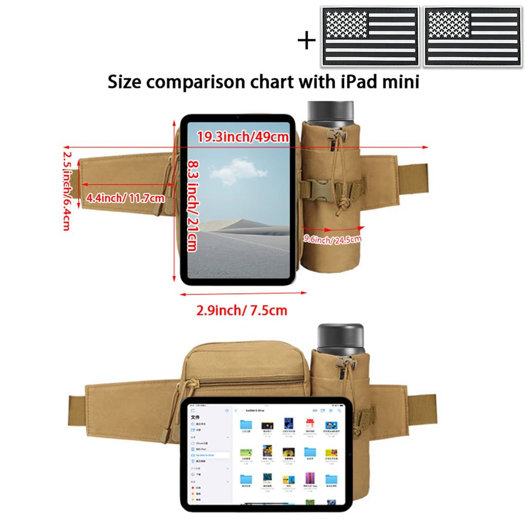 Comes with a multi-functional water bottle bag for practical fishing, hiking, and hunting. Comes with 2 badges as a gift