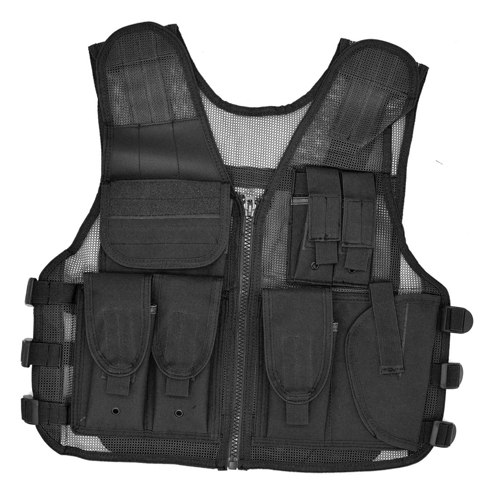 :Tactical Mesh Vest for Men and Women, Military Hunting Molle Vest, Fishing Quick Dry Jacket, with Multi-Pocket, Adjustable Size