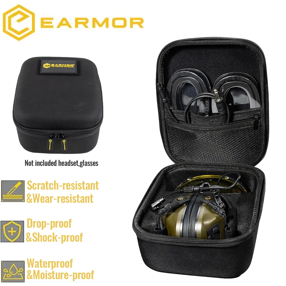 EARMOR Storage Case for Shooting Ear Protection For Earmuff Glasses & Accessories Durable Dustproof Hard  Carrying Storage Bag