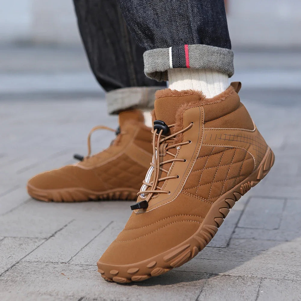 Barefoot Snow Boots Minimalist Ankle Boots Anti Slip Casual Winter Booties Thermal Trail Running Shoes Plush for Outdoor Travel