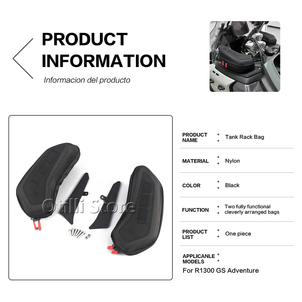 2025+ FOR BMW R 1300 GS ADVENTURE Tank Tray Bags R1300GS ADV Fuel Tank Rack Side Bag Tank Shelve Bag R1300GSA Storage Tool Bags