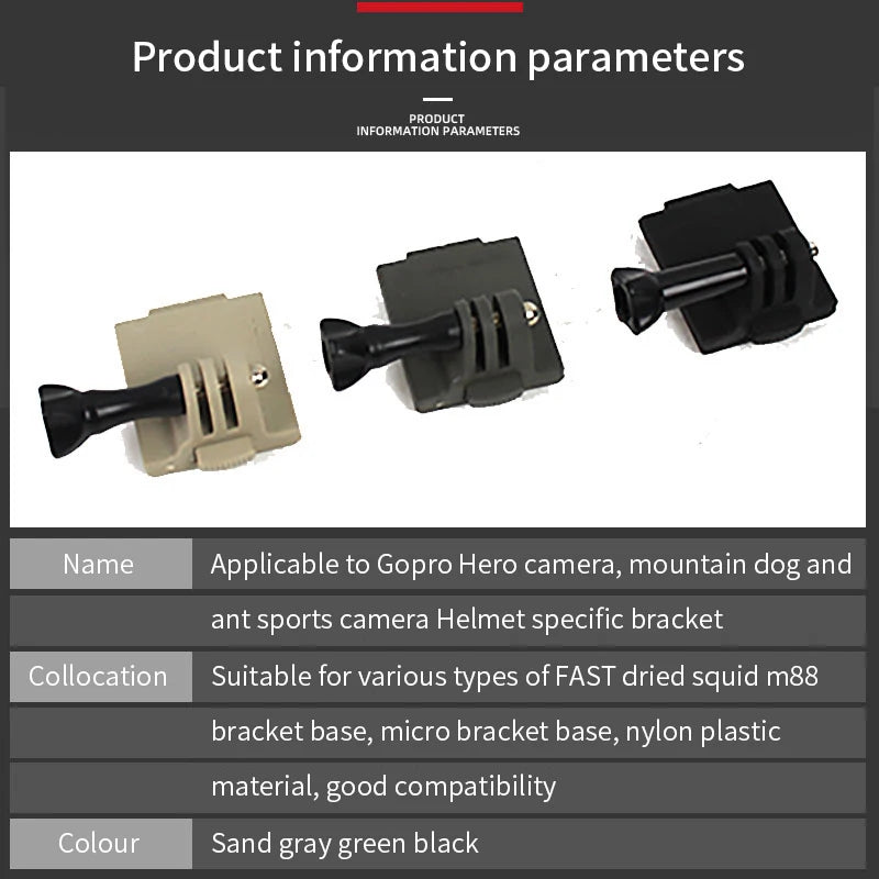 New FAST/MICH/NVG Tactical Helmet Base Adapter Fixed Mount For Gopro HD Hero Action Camera Helmet Accessories