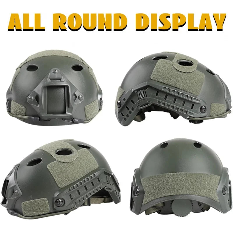 Adjustable Tactical Helmet with Helmet Cover, PJ Type Tactical Multifunctional Protective NVG Mount for Cosplay Hunting Shooting