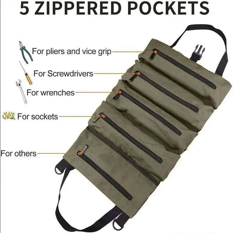 Multi Functional Tool Kit - Oxford 5 Zippers - Mechanical, Electrical, Woodworking Hardware Tools Classification Bag