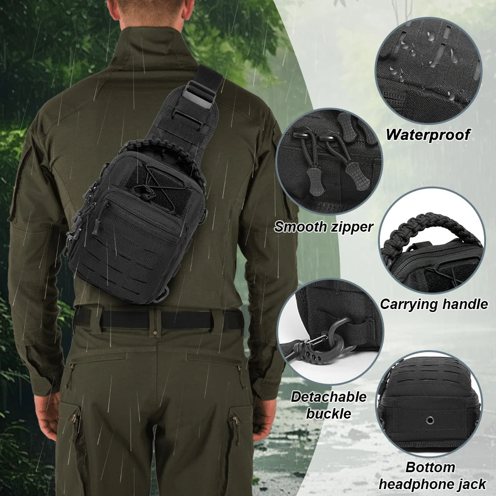 Tactical Sling Bag with Gun Holster Concealed Carry Pistol Bag Crossbody Backpack Molle EDC Shoulder Bag Hunting Chest Pack