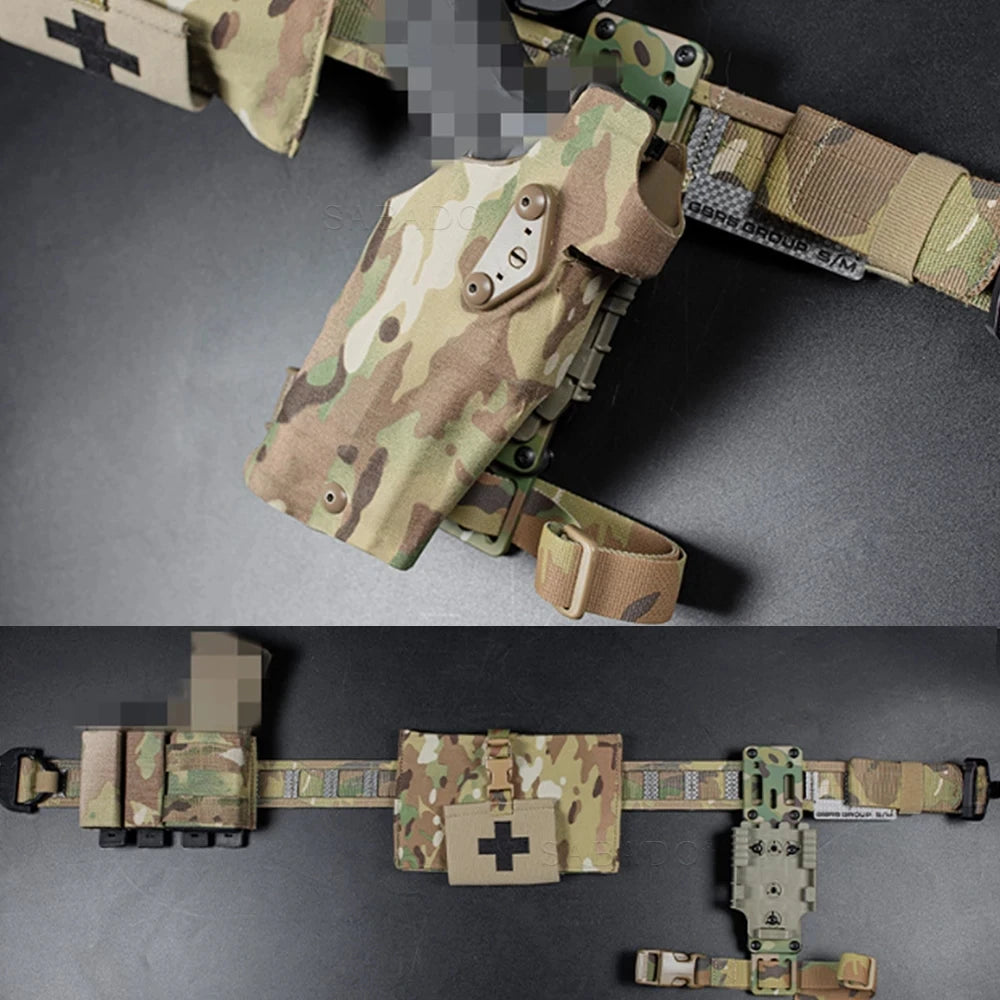 Hunting Metal Modular Pistol Holster Adapter for QLS Platform Drop Leg Band 3 Hole Adjustable Quick Release Adapter
