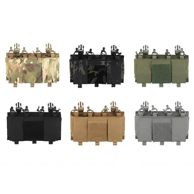 Tactical Quad 5.56 Magazine GP Pouch Placard QASM Clasp Front Panel for CPC FCSK ARC JPC Plate Carrier Airsoft Hunting Vest