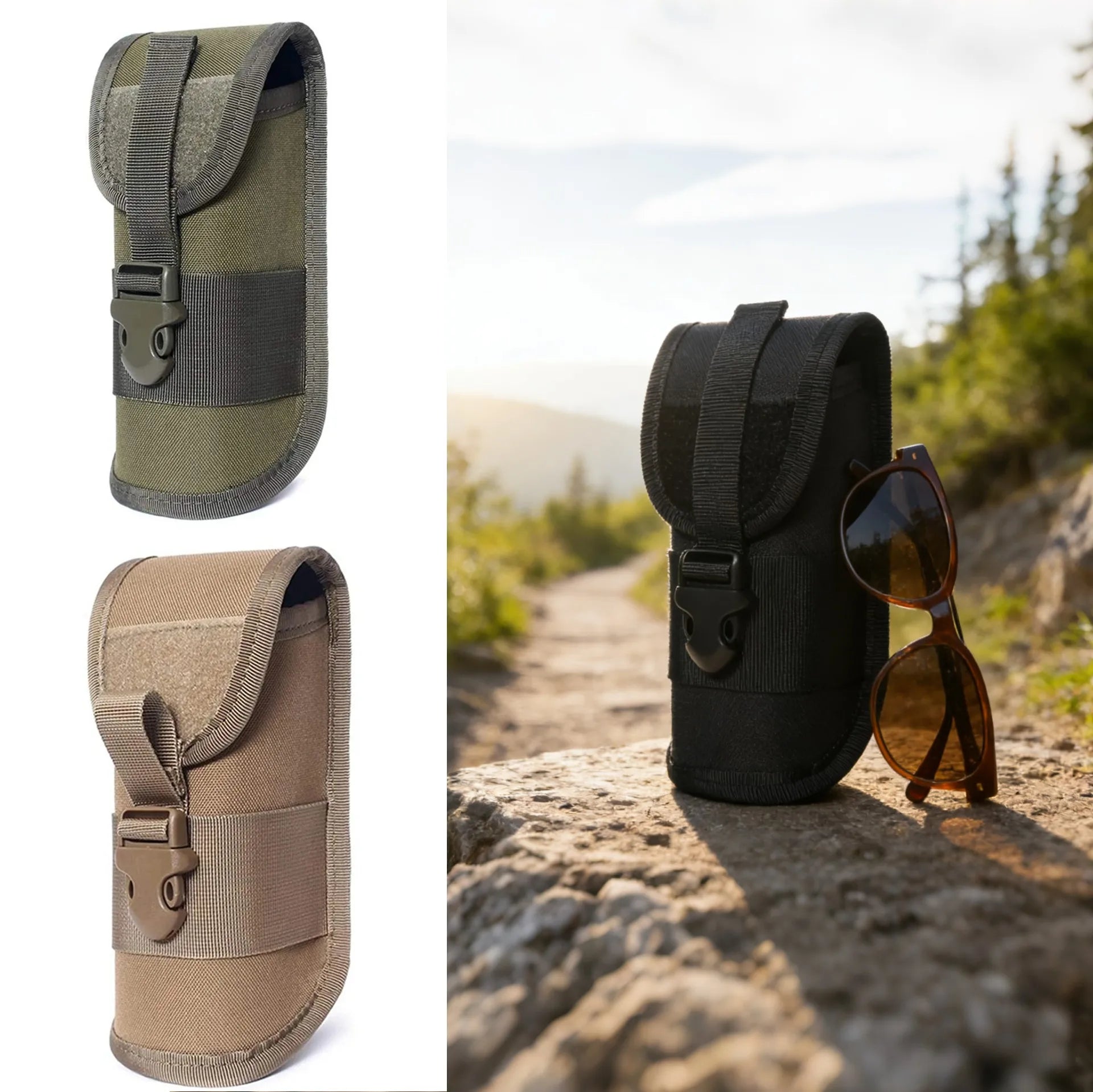 Outdoor hard shell Sunglasses Pouch EDC Molle Glasses Pack Utility Hiking Hunting Accessories Thicken Sunglasses Case