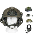 Tactical Airsoft Helmet Set FAST Protective Helmet with Earphones Helmet Cloth Helmet Light for CS Hunting Shooting Rrole Play