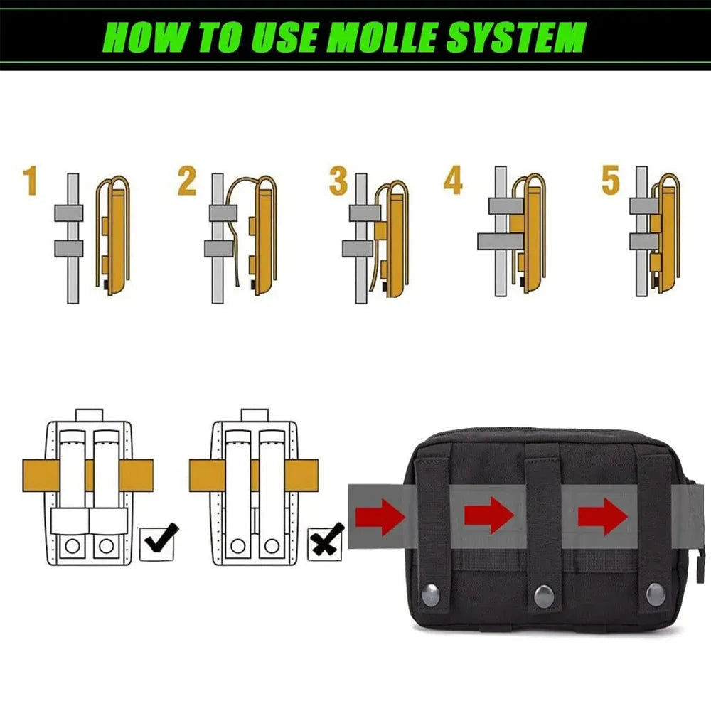 1000D Laser Cut Molle Pouches Compact Water-Resistant Utility Admin Pouch for Vest Backpack Duty Belt Hunting Vests