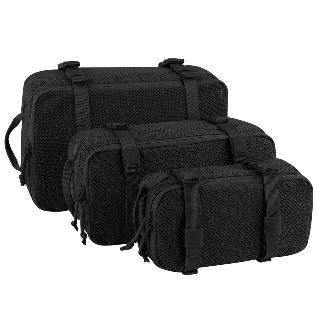 KRYDEX Tactical Mesh Modular Pouch Set 3PCS Outdoor Backpack Organizer Travel Suitcase Storage Bag Packing Cubes Hunting Gear