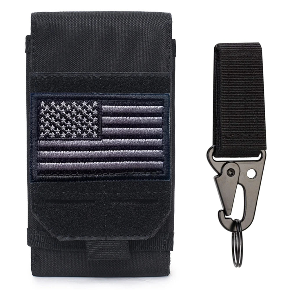 Molle Laser Pouch Tactical Cell Phone Belt EDC Pouch Holder Waist Bag Outdoor Mobile Phone Pack Bag with US Patch and Keychain