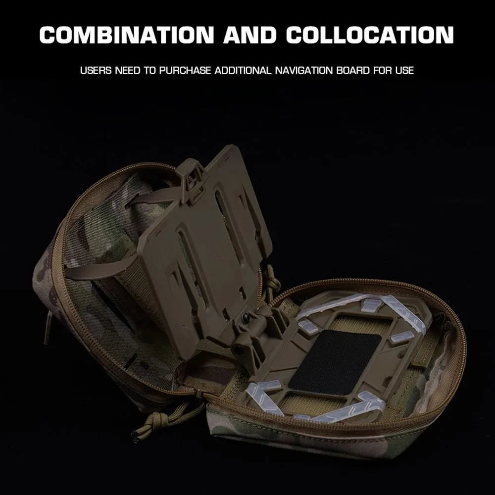 Molle Pouch Phone Folding Navigation Board Organizer Double Zipper Outdoor Hunting Airsoft Dustproof Mobile Phone Protective Bag