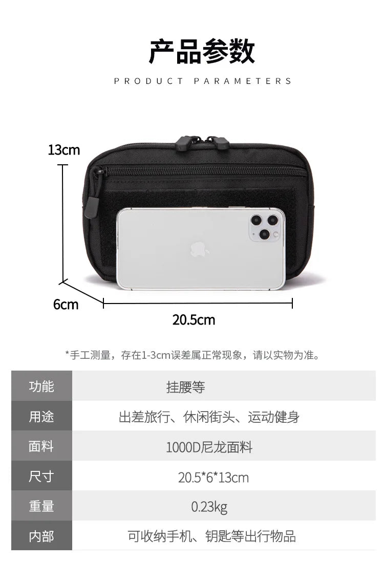 Tactical Molle Admin Pouch Horizontal Zippered Multi-Purpose Utility EDC Tool Gear Organizer Waist Bag for Outdoor Sports