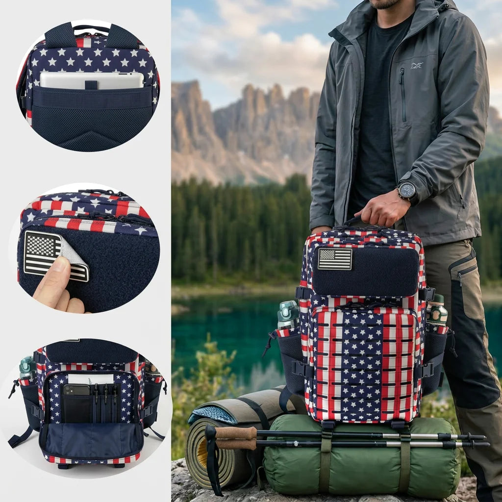45L Tactical Backpack For Men With MOLLE Webbing System Outdoor Survival Gym Fitness Hiking Camping Backpack Dual Cup Holders Large Capacity Rucksack For Wilderness Trip Travel Daily Work Commute Outdoor Camping Activities Gear Storage Backpack