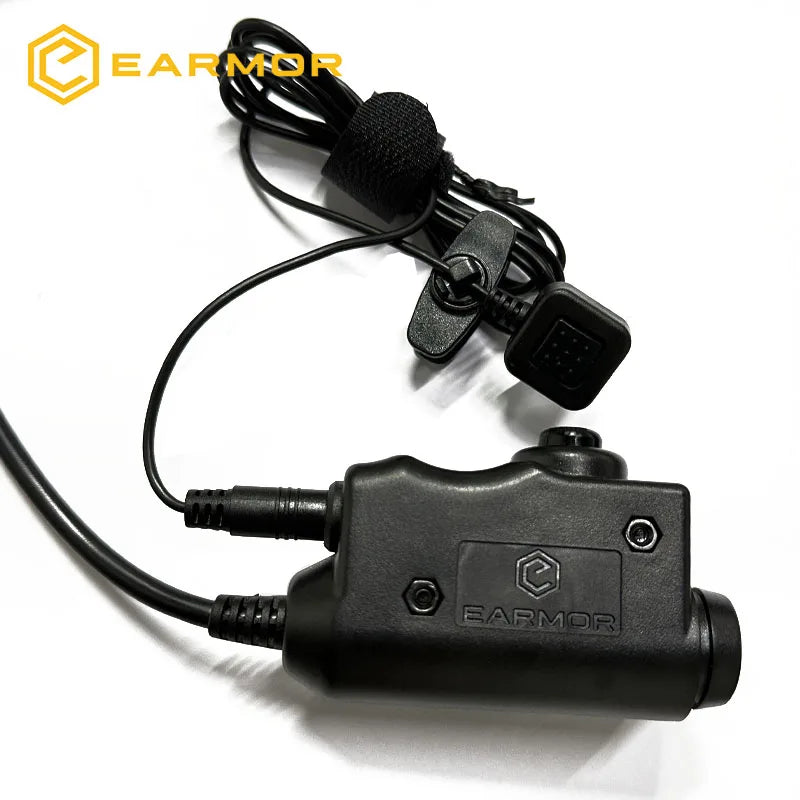 EARMOR Tactical PTT Tactical Headset Button activated push-to-talk PTT adapter M52 and AUX radio interface KENWOOD