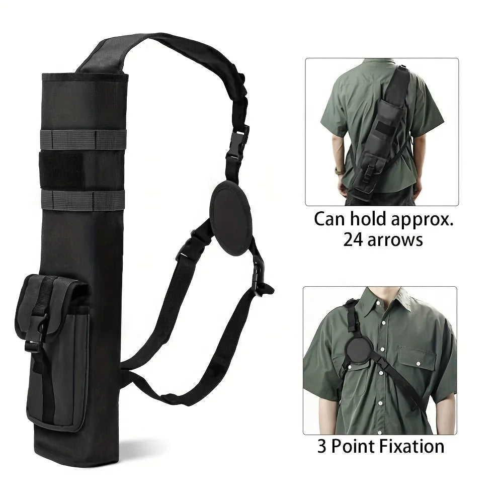 Tactical Arrows Bag Archery Lightweight Back Arrow Quiver Dual Use Fold Compact Hip  with Molle System Pocket Hanged for Hunt