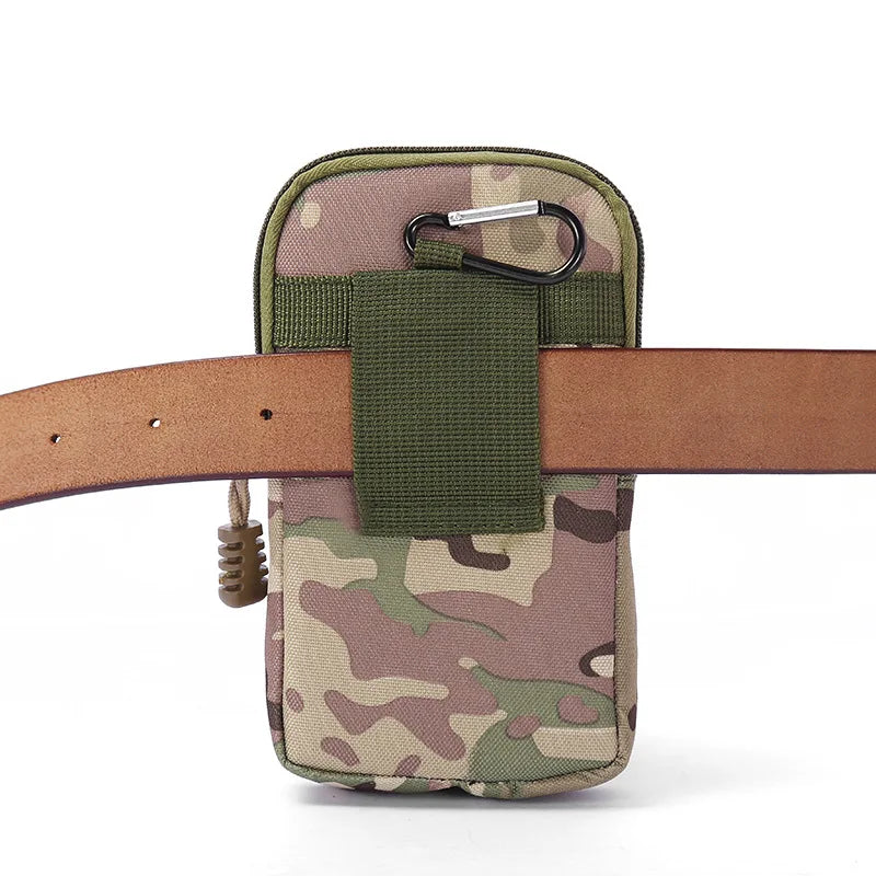 Vertical Canvas Tactical Mobile Waistpack Multifunctional Tactical Camo Sports Bag Tactical Camo Belt Pouch Outdoor Running Bag