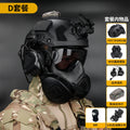 M50 Gas Mask Set with SF Ultra-High-Cut Airsoft Helmet Night Vision Goggles Model Signal Light Tactical Headset for CS Wargame