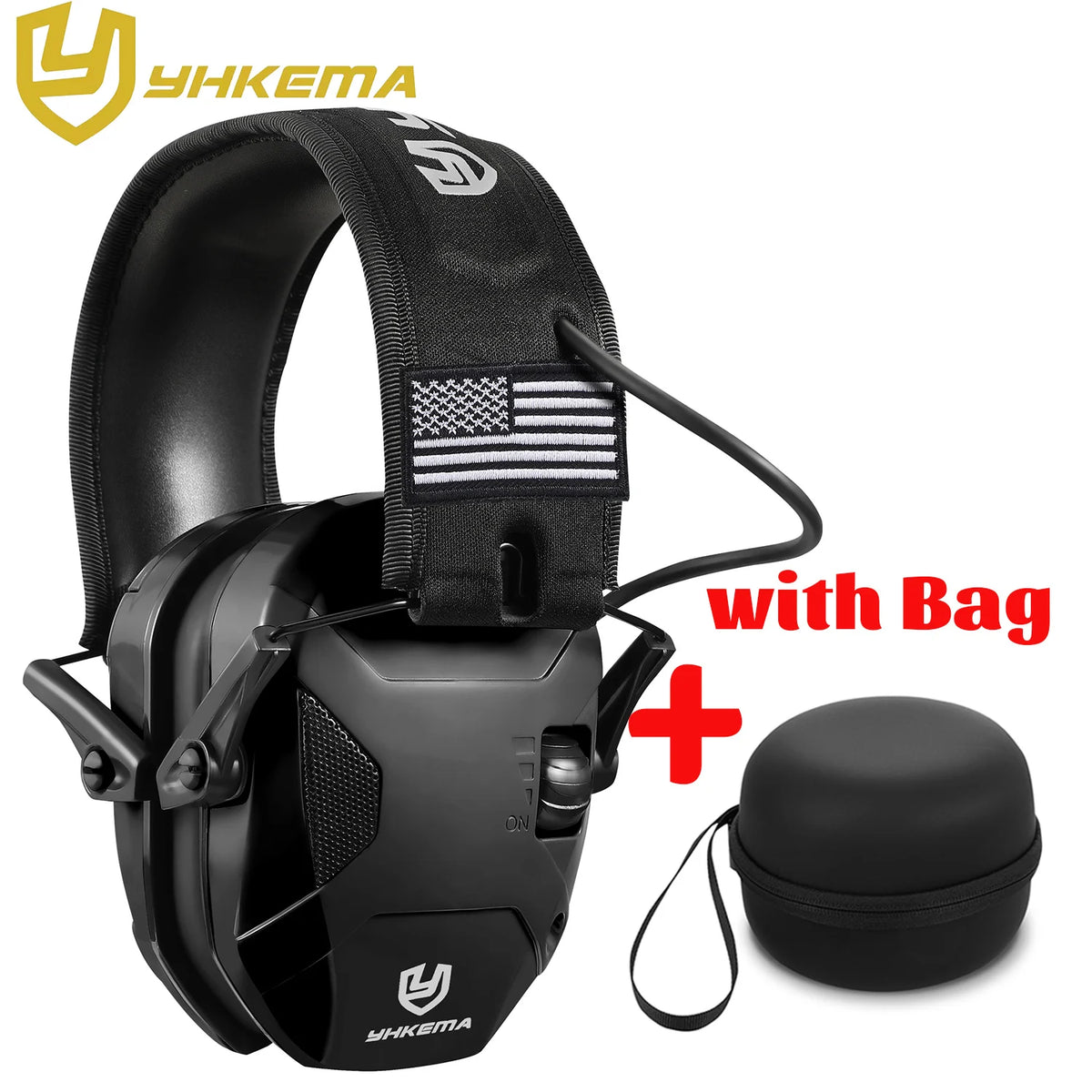YHKEMA Active Noise Reduction Ear Muffs Foldable Tactical Headset With Shockproof Carry Bag For Shooting Range