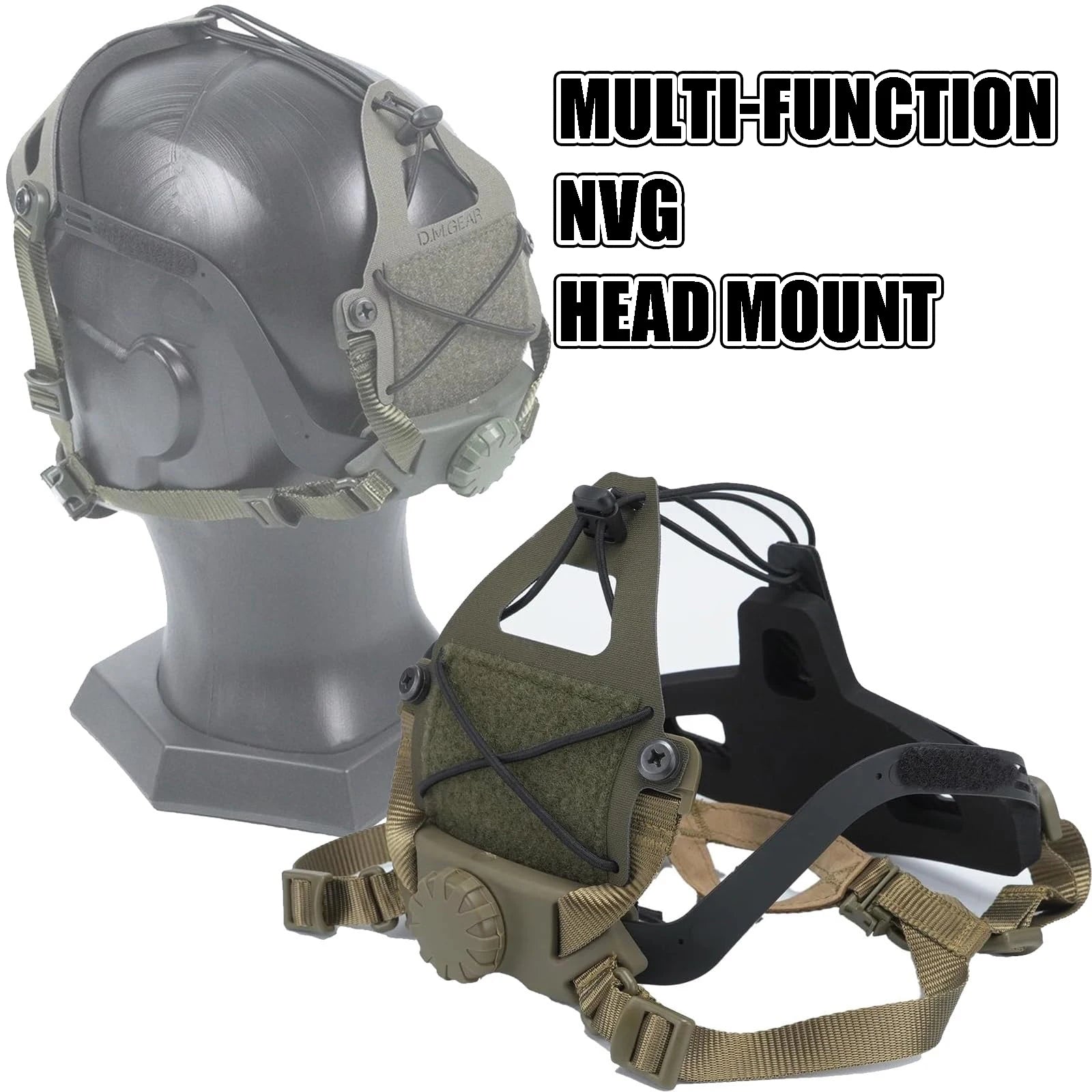 Multi-Function NVG Head Mount with Adjustable Suspension, Lightweight Tactical Helmet Camera Bracket for Outdoor and Filming