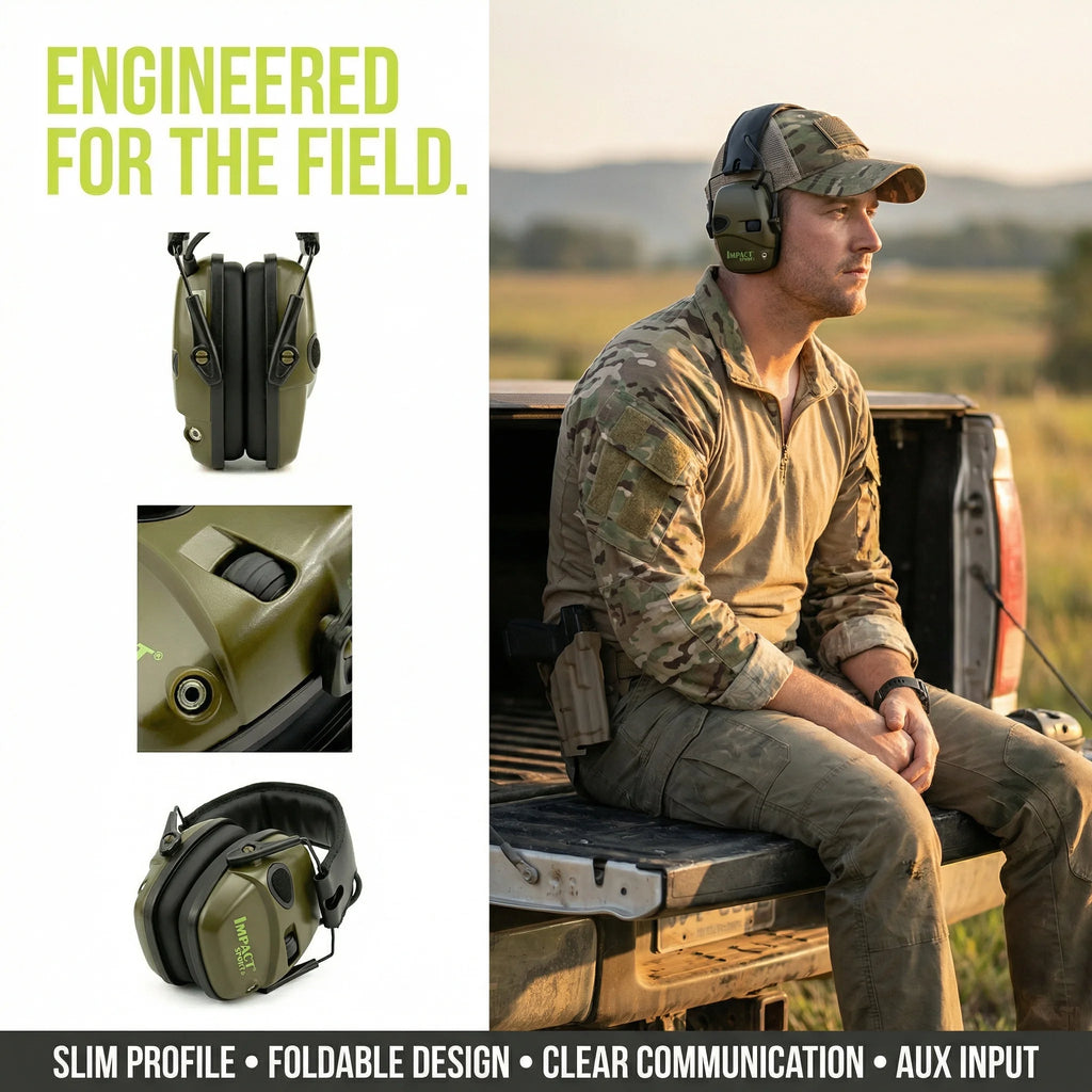 Electronic Shooting Ear Protection Earmuff, Slim Active Noise Reduction Earmuffs for Tactical Outdoor Sport,Hunting, NRR22dB