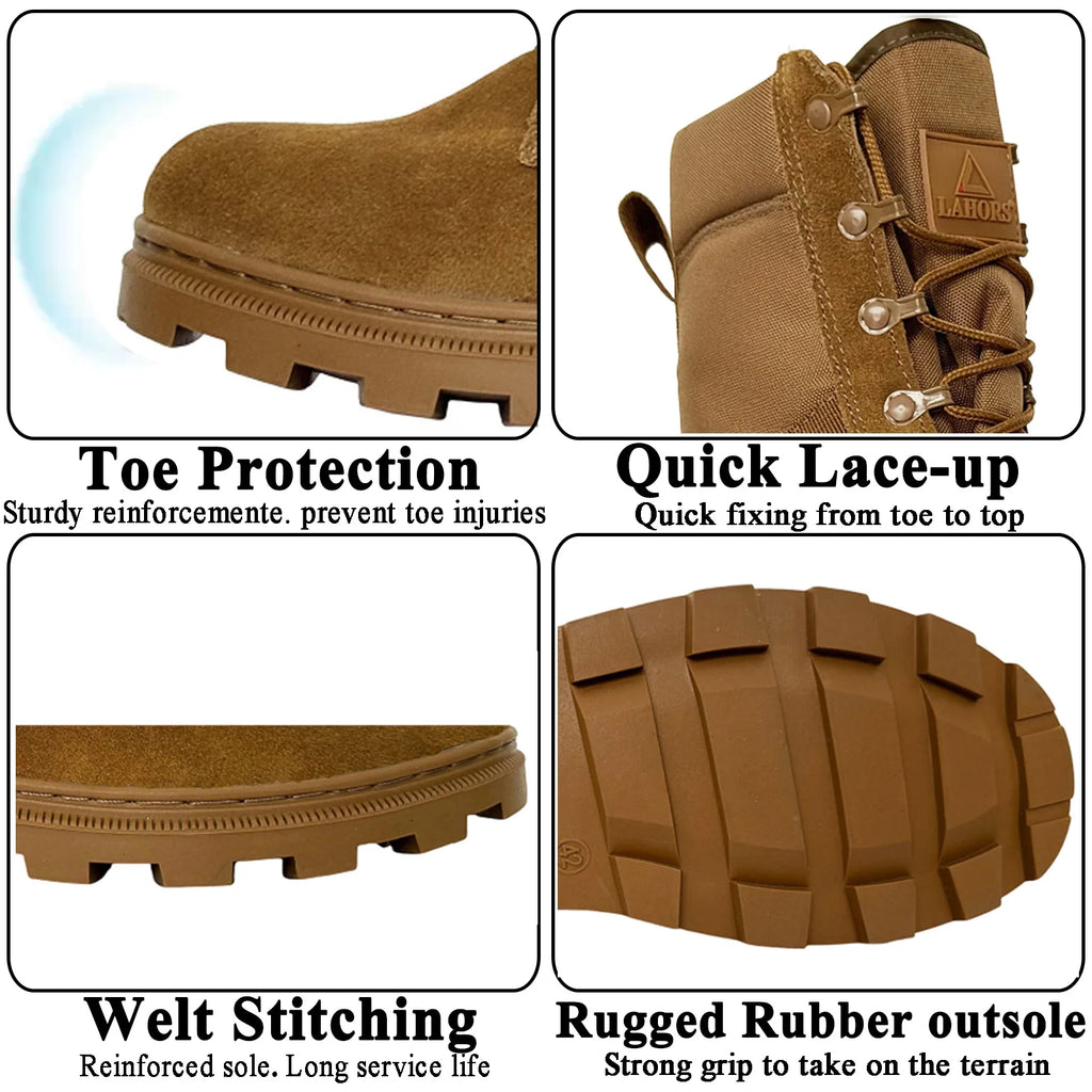 LAHORS® Original Man Tactical Boots With Zip Combat Training Lace Up Waterproof Outdoor Hiking Breathable Shoes
