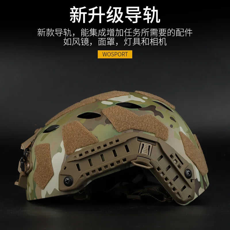 Tactical Airsoft FAST Helmet Set with GPNVG-18 NVG Mount Venom Balaclava Full Face Mask Headset Battery Bag Signal Light