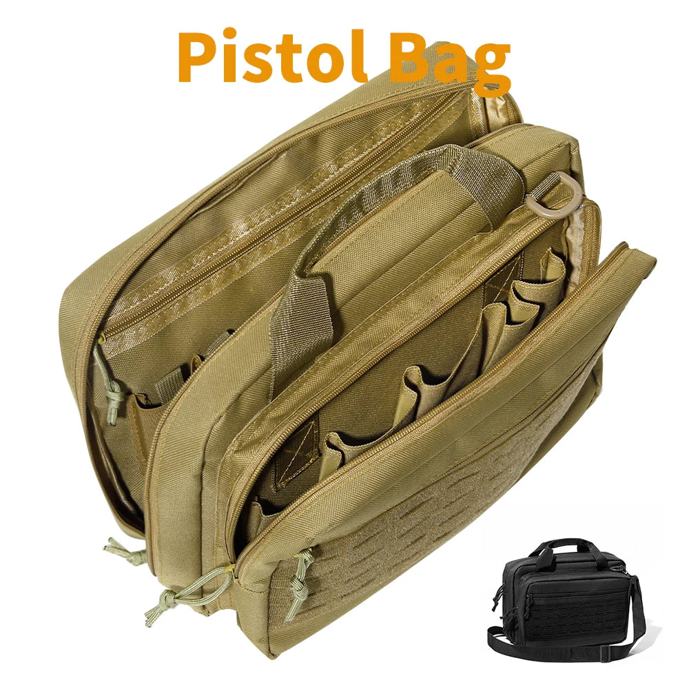 Tactical Handgun Bag 600D Oxford Gun Range Bag Concealed Pistol Storage Bag Magazine Pouch Hunting Accessories