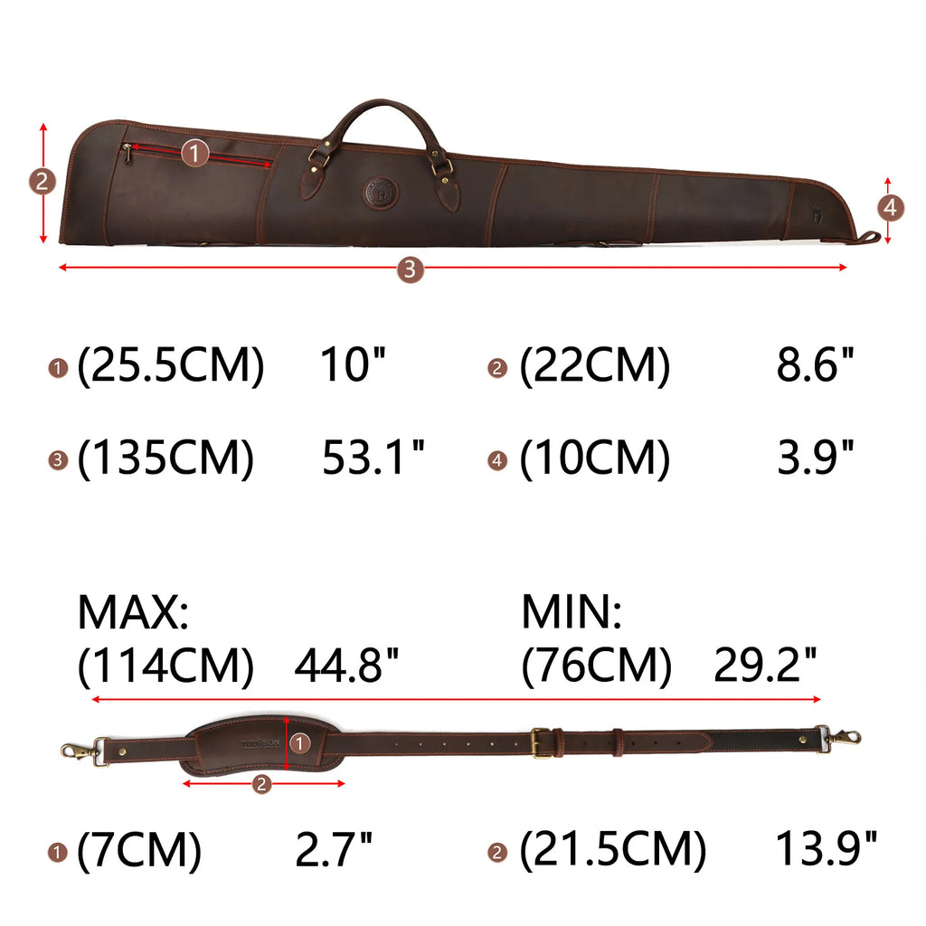Tourbon Hunting Shooting Shotgun Case Leather Gun Carry Bag Protective Slip Soft Padded with Adjustable Shoulder Strap Brown