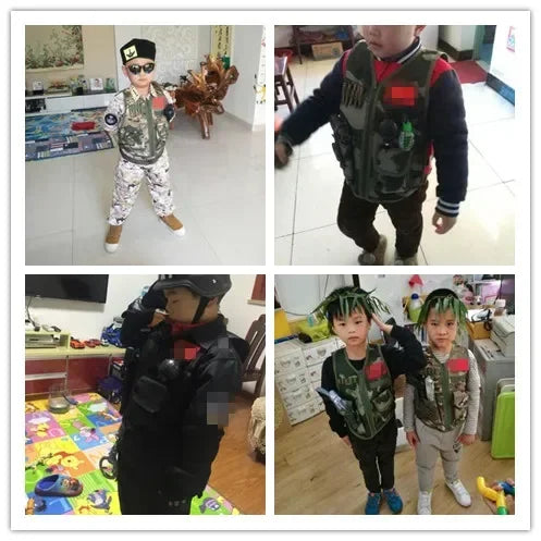 Hunting Kids Camouflage Hunting Clothes Boy Hiking Equipment Chirdren Tactical  Vest Cosplay Costume Airsoft Sniper Uniform