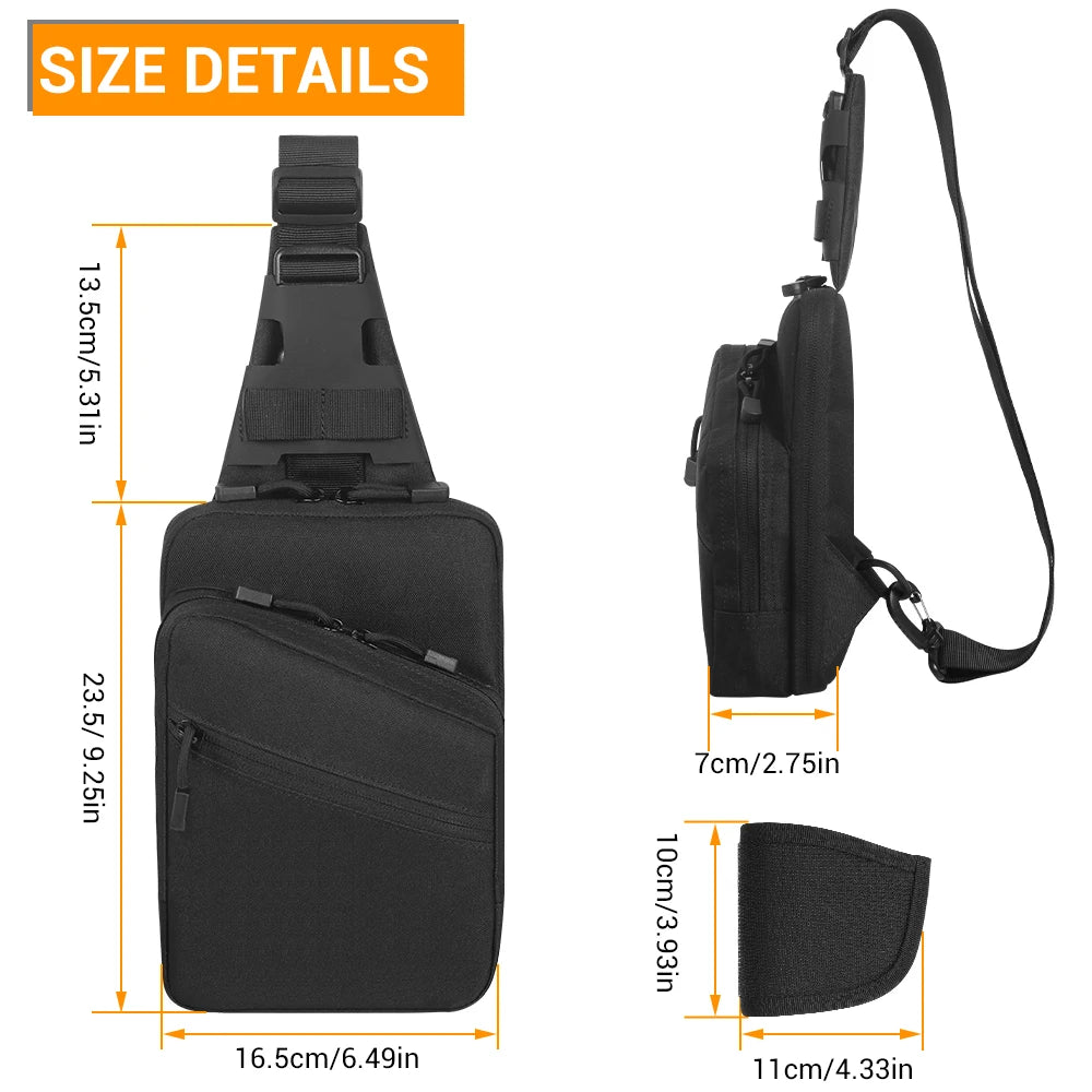 Tactical Pistol Bag Concealed Carry Crossbody Shoulder Holster Bag Quick Opening Gun Bag Sling EDC Pouch Chest Pack for Outdoor