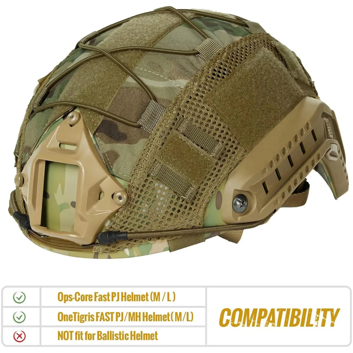 BOOIU Tactical Helmet Cover Outdoor Hunting Stretch Cord Helmet Cover Camouflage Helmet Cover Accessory Without Helmet