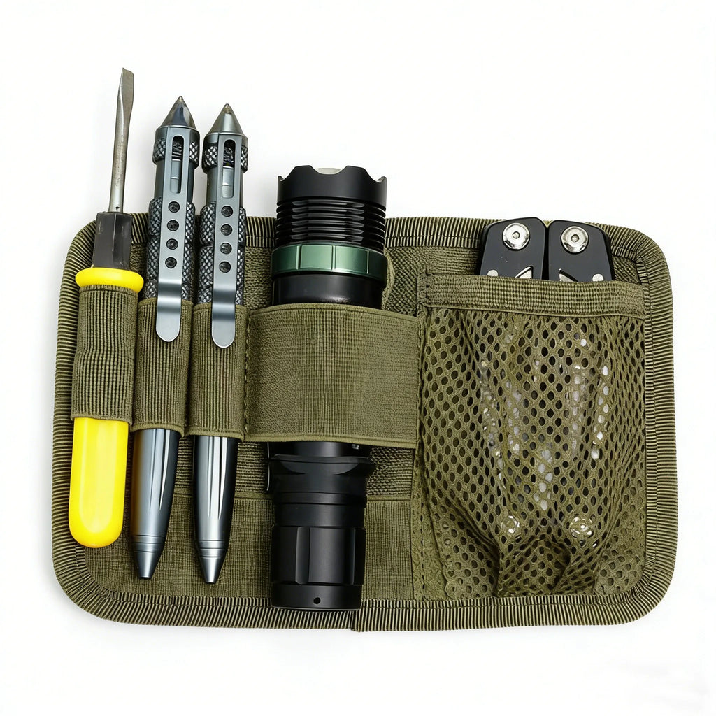 Modular Hook Loop Panel EDC Organizer,Inner Separation Pouch for Hunting Cambing Accessories Utility Tools Organizer Board