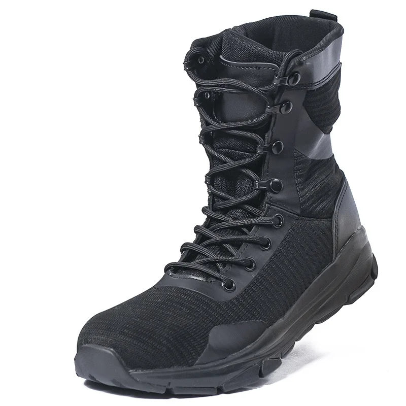Summer Outdoor Desert Tactical Combat Boots Mesh Lightweight Breathable Zipper Work Shoes Men's Training Climbing Hiking Shoes