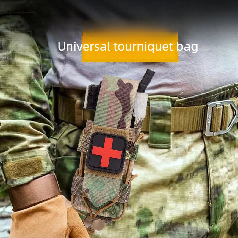 MOLLE Tourniquet Holder IFAK TQ Holder Tactical Medical Pouch Holster First Aid Kit Cross Patch/Bungee Cord