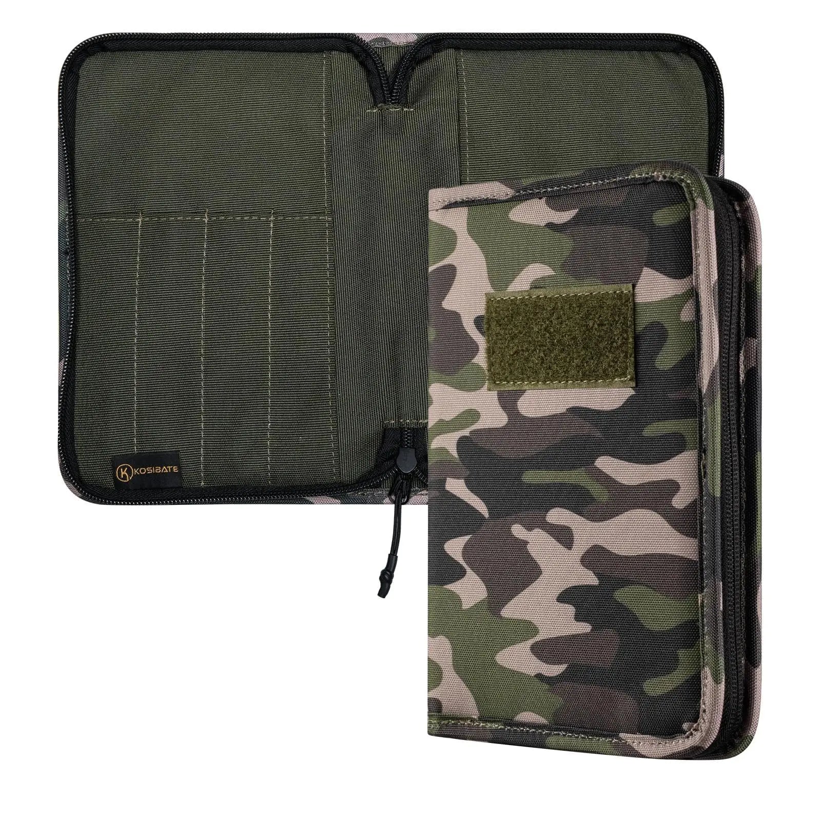 Tactical Notebook Cover with Zipper,7.5x5 Inch OCP Military Notebook Cover with Flag Patch(Cover Only)