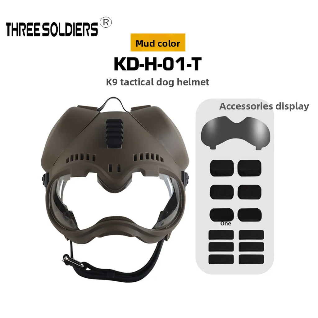 K9 Tactical Dog Helmet, Style Dog Tactical with Training Goggles, Protective Face Shield Working Dogs Out