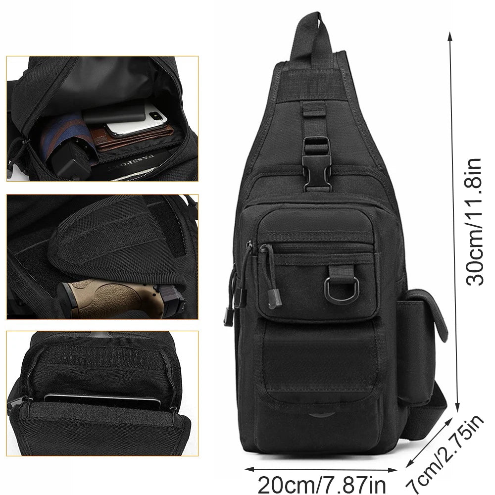 Concealed Carry Bag Tactical Crossbody Sling Backpack Shoulder Gun Holster Bag Chest Pack EDC Pouch Pistol Holster Bag Hunting