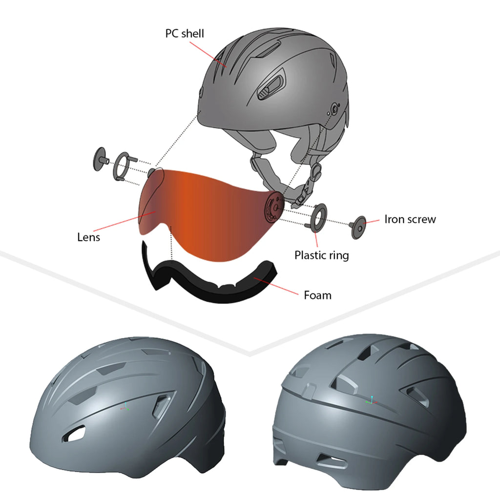 Tomshoo Ski Helmet Lightweight Snowboard Helmet with Removable Goggles Inner Lining and Ear Pads for Snowboarding and Biking