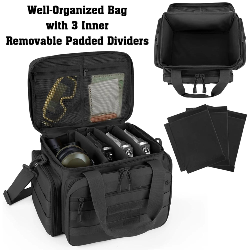 Tactical Pistol Gun Storage Bag Gun Range Bag for 4 Handguns Pistol Shooting Range Bag Magazine Carrying Pouch for Hunting