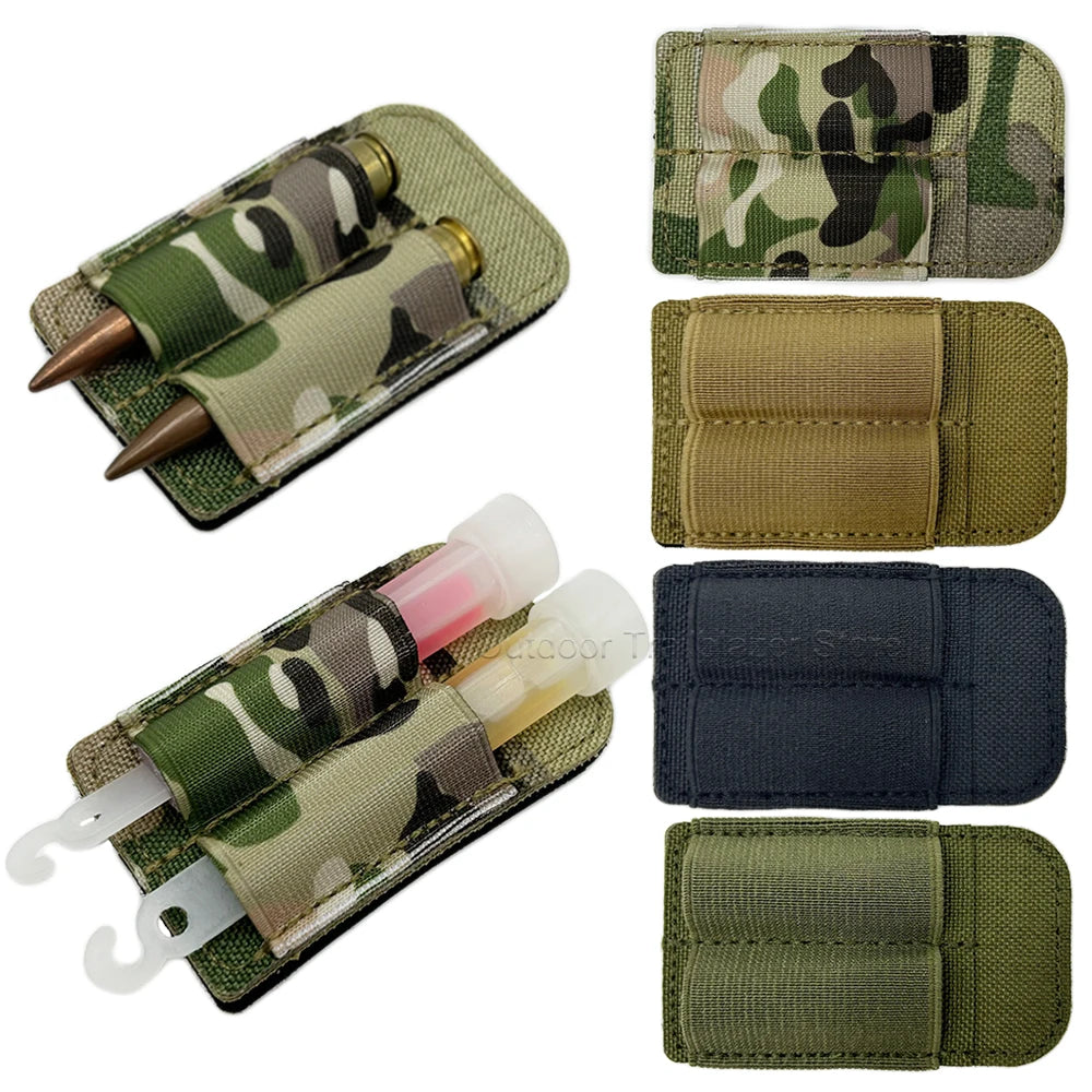 Tactical Patch 2-Round Holder Adhesive Ammo Shell Holder Hook Loop Patch Hunting Rifles M4 Bullet Pouch Hunting Accessories