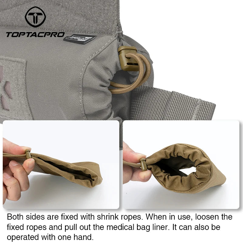 TOPTACPRO Tactical First Aid Drop Dump Pouch Micro Medical Trauma Roll Up Sub Abdominal Carrying Bag 8531
