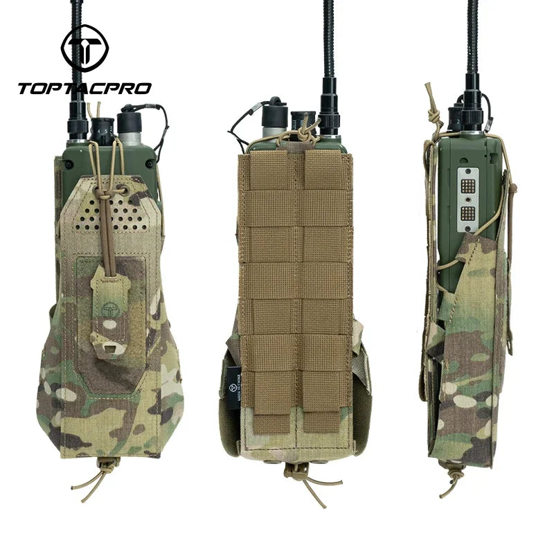 TOPTACPRO Tactical Radio Pouch For Walkie Talkie MOLLE MBITR PRC148 152 Radio Holster Tool Pouch 8533