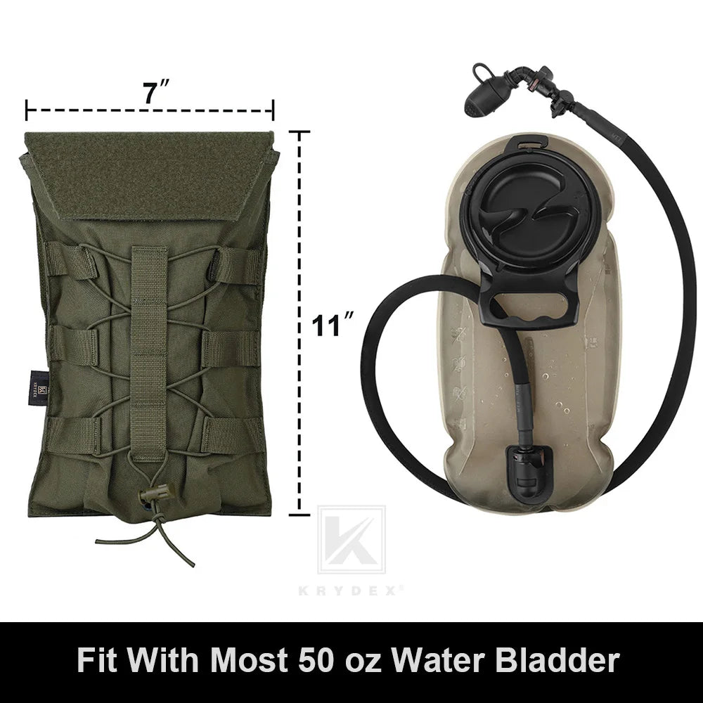 KRYDEX Tactical 50 oz Hydration Carrier Pack MOLLE Pouch Modular 1.5L Water Bladder Bags Outdoor Hiking Camping Accessories